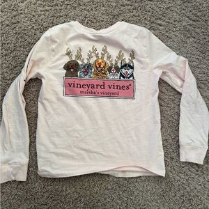 Vineyard Vines Kids' Light Pink Reindeer Long Sleeve Tee